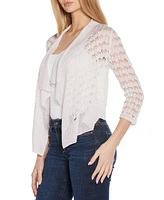 Belldini Women's Pointelle Stich Flowy Open Cardigan