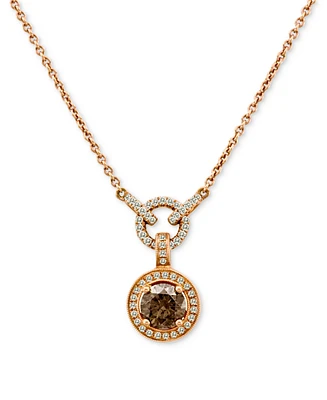 Le Vian Chocolate Diamond & Vanilla Diamond Halo 18" Pendant Necklace (1