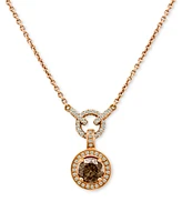 Le Vian Chocolate Diamond & Vanilla Diamond Halo 18" Pendant Necklace (1