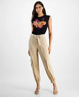 Guess Women's Katrin High Rise Belted Cargo Pants