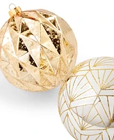 Holiday Lane Shine Bright Set of 3 Black and Gold Decorated Shatterproof Ornaments, Created for Macy's