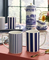 Spode Blue Italian Steccato Bold Stripe Mugs, Set of 4