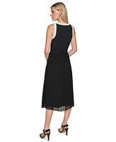 Karl Lagerfeld Paris Women's Pleated-Skirt Sleeveless Midi Dress