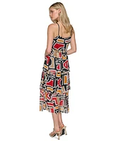 Karl Lagerfeld Paris Women's Printed Tiered-Skirt Dress