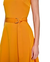 Karl Lagerfeld Paris Women's Belted Asymmetric-Hem Dress