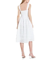 English Factory Women's Heart Eyelet Sleeveless Midi Dress