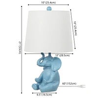 Jonathan Y Kairi 21" Modern Shabby Chic Resin/Iron Happy Elephant Led Kids' Table Lamp with Phone Stand, White