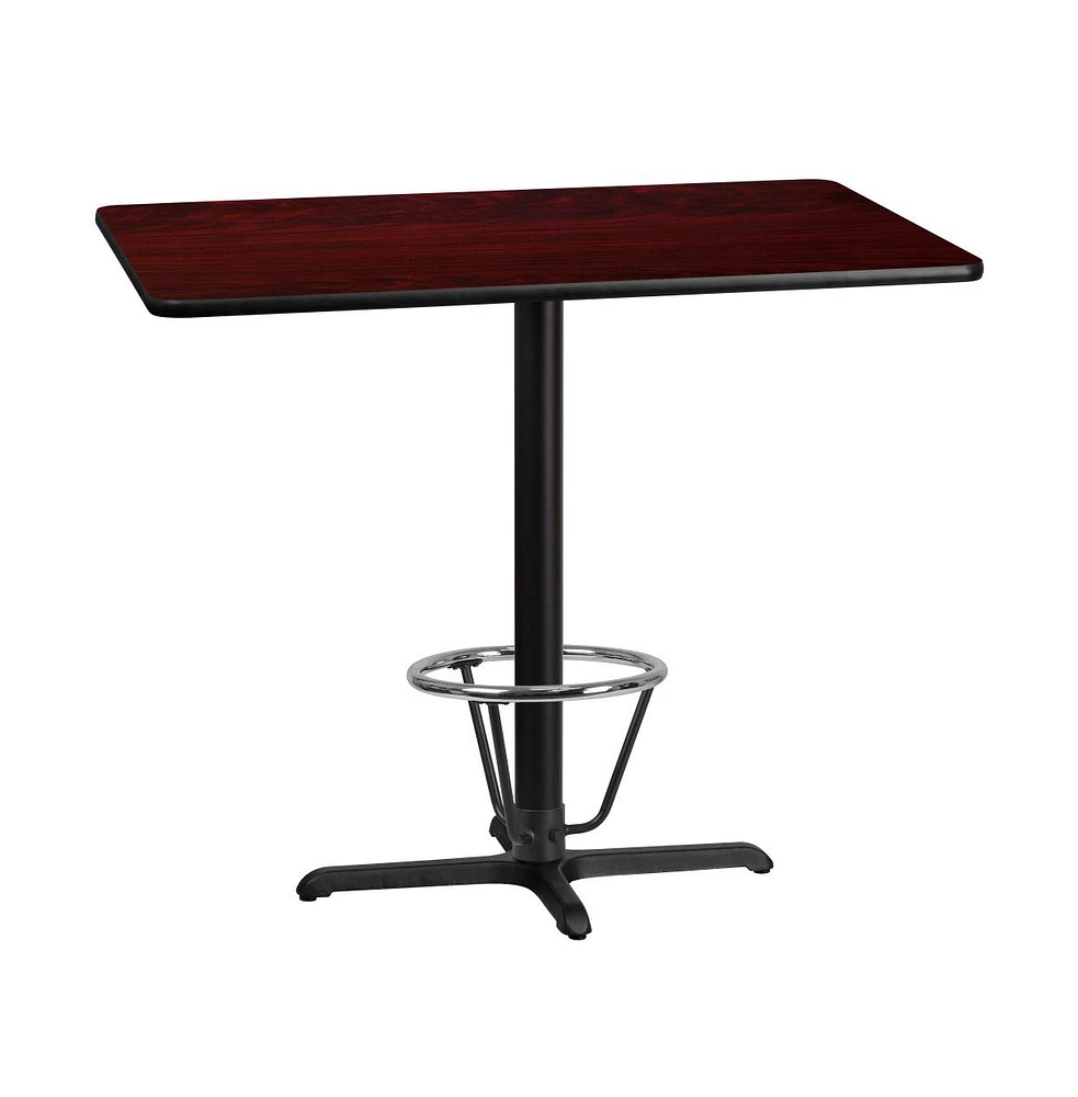 Emma+Oliver 30"X48" Rectangular Laminate Bar Table With 23.5"X29.5" Foot Ring Base