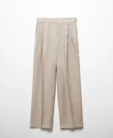 Mango Women's 100% Linen Straight Pants