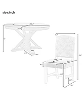 Streamdale Furniture Functional Furniture Retro Style Dining Table Set With Extendable Table And 4 Upholstered Chair