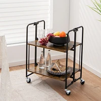 Sugift Foldable Rolling Cart with Storage Shelves for Kitchen