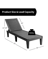 Inolait Sugift Outdoor Chaise Lounge Chair with 5 Positions Adjustable Backrest