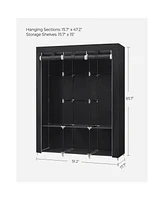 Slickblue Portable Closet, Wardrobe Closet Organizer With Cover, 3 Hanging Rods And Shelves, 4 Side Pockets