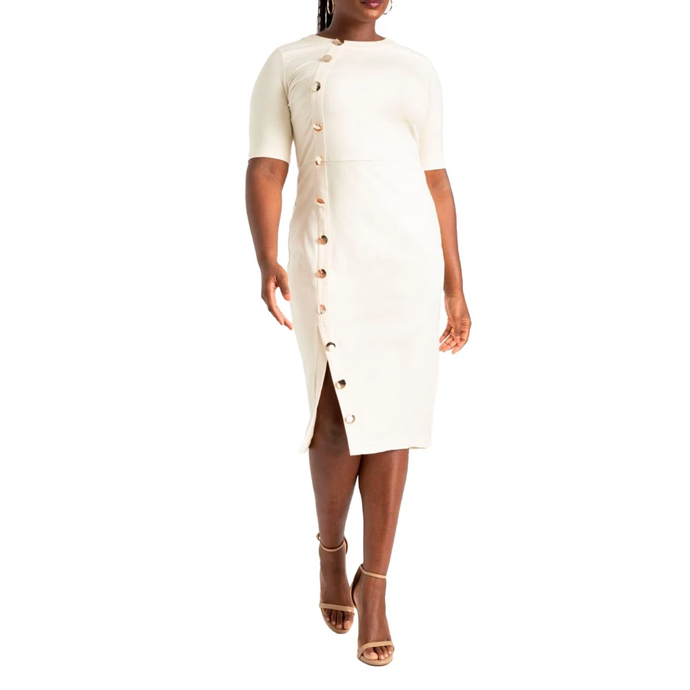 Eloquii Plus Button Front Workwear Dress