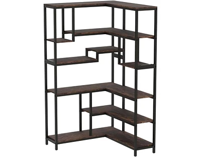 Tribesigns 6-Shelf Corner Bookshelf, Large Modern Corner Bookcase, 6