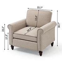 Modern Upholstered Accent Chair Armchair, Fabric Reading Living Room Side Chair, Single Sofa
