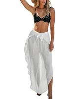 Cupshe Women's White Tie Waist Tulip Hem Cover-Up Pants