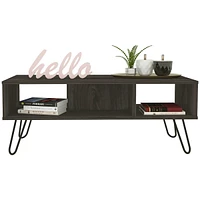 Streamdale Furniture Vassel Coffee Table, Hairpin Legs, Two Shelves - Espresso