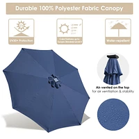 9ft Solar Led Patio Umbrella Outdoor Parasol Backyard Sunshade Tilt with Crank
