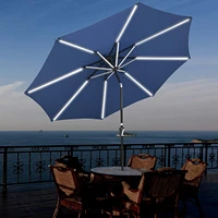 9ft Solar Power Led Patio Umbrella Outdoor Yard Parasol Sunshade Tilt with Crank