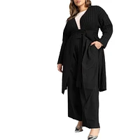 Eloquii Women's Long Belted Cardigan