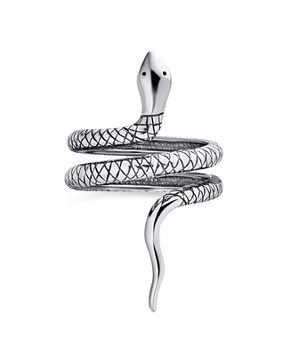 Bling Jewelry Boho Fashion Statement Garden Animal Pet Reptile Wrap Coil Serpent Snake Ring Band Women Oxidized .925 Sterling Silver