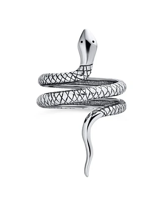 Bling Jewelry Boho Fashion Statement Garden Animal Pet Reptile Wrap Coil Serpent Snake Ring Band Women Oxidized Sterling Silver