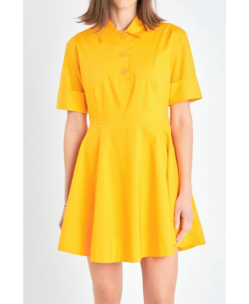 English Factory Women's Cotton Shirt Mini Dress