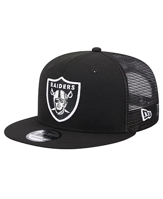 New Era Men's Black Las Vegas Raiders Main Trucker 9FIFTY Snapback Hat