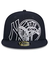 New Era Men's Navy York Yankees Game Day Overlap 59FIFTY Fitted Hat