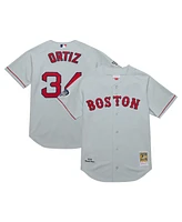 Mitchell Ness Men's David Ortiz Gray Boston Red Sox 2004 Cooperstown Collection Authentic Throwback Jersey