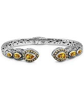 Devata Citrine & Bali Ubud Cuff Bracelet Sterling Silver and 18K Gold