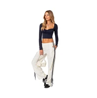 Edikted Women's Remy Ribbon Track Pants - Off