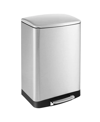 Costway Stainless Steel Trash Can, 13.2 Gal Garbage Can with Lid, Detachable Inner Pail