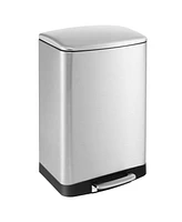 Costway Stainless Steel Trash Can, 13.2 Gal Garbage Can with Lid, Detachable Inner Pail