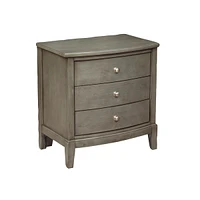 Streamdale Furniture Bedroom Furniture 3 Drawers Nightstand Gray Finish Birch Veneer Nickel Hardware Bedside Table