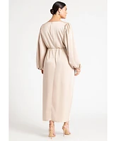 Eloquii Plus Satin Puff Sleeve Pleated Dress