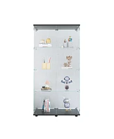 Simplie Fun Black 4-Shelf Glass Display Cabinet, 64.7"x31.7"x14.3"