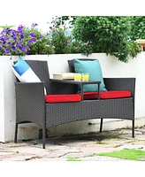 Sugift Patented Modern Patio Set with Built-in Coffee Table and Cushions