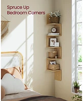 Slickblue 5-Tier Corner Shelf, Wall Mounted Floating Shelf, Zigzag Corner Shelf Unit, Pvc Rattan Sides