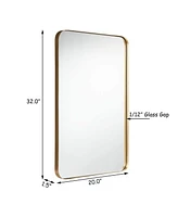 Sugift 32 x 20 Inch Metal Frame Wall-Mounted Rectangle Mirror