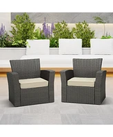 WestinTrends Outdoor Patio Furniture Seat Chair Square Cushions with Piping. Set of 2, 20" x 19"