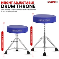 5 Core Drum Throne • Height Adjustable Guitar Stool • Thick Padded Comfortable Drummer Chair Blue - Ds Ch Blu