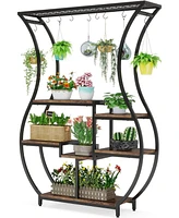 Tribesigns 6-Tier Plant Stand, 70.9 Inch Tall Plant Shelf with 10 Hanging Hooks, Vase Shape Ladder Plant Stand, Multi