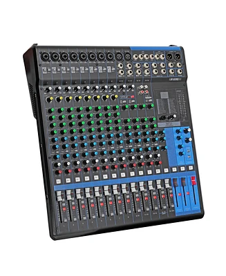 5 Core Audio Dj Mixer 16 Channel Sound Board Console w Spx Effect 48V Phantom Power Mx 16CH Xu