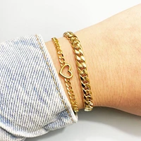 The Lovery Curb Heart Bracelet 14K Gold