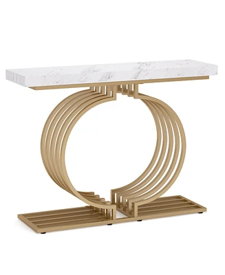 Tribesigns Modern Console Table with Gold Base, 39.37 inch Geometric Entryway Sofa Table Narrow Long, Contemporary Accent Table for Living Room, Entry