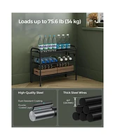 Slickblue Shoe Rack, Organizer, Metal Shelf Storage with Side Hooks, Height-Adjustable Rack