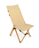 Sugift Bamboo Folding Camping Chair with 2-Level Adjustable Backrest