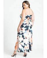 Eloquii Plus Printed Satin Bias Dress